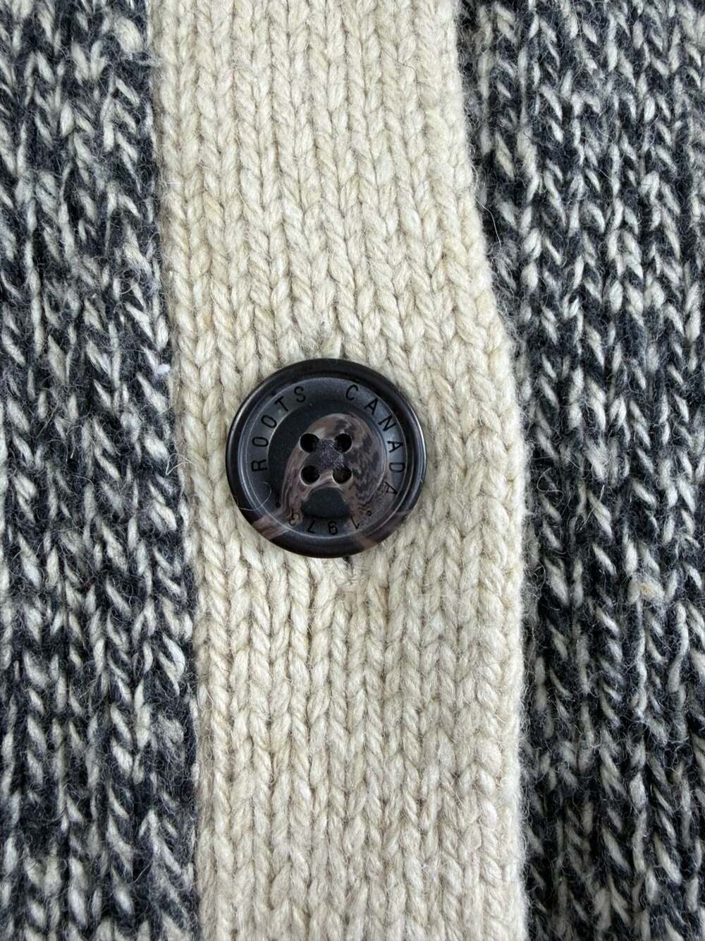 Roots Canada Cardigan Size S Shawl Collar Grey Wool Blend Knit Sweater